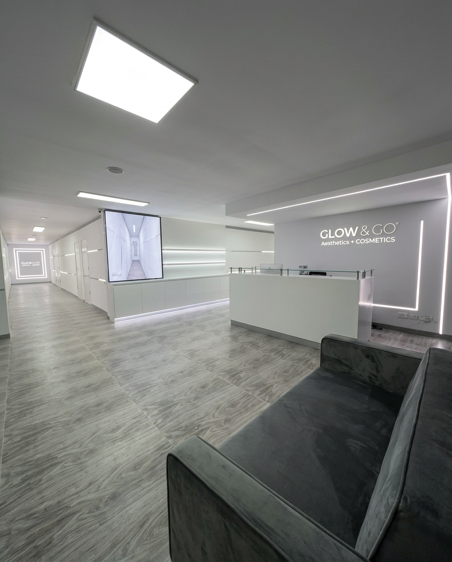 Glow & Go clinic reception in Gulberg-II, Lahore
